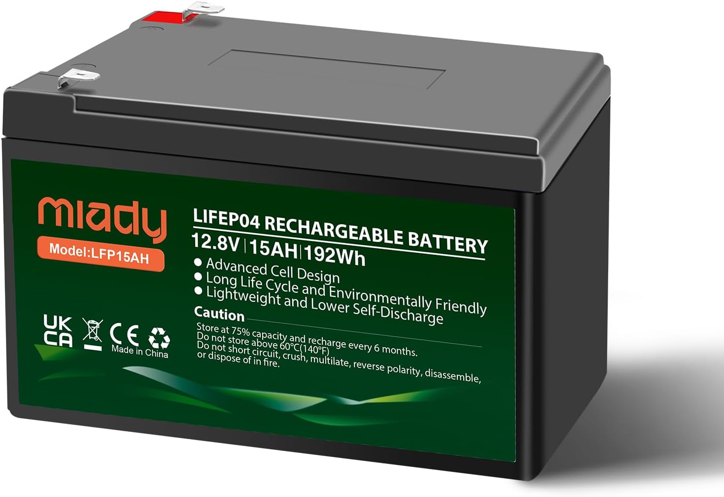 Miady 12V 15Ah LiFePO4 battery